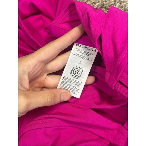 Athleta Triangle Tankini Swim Top Salvia Pink Size Large A-DD Strappy Open Back - Picture 6 of 8